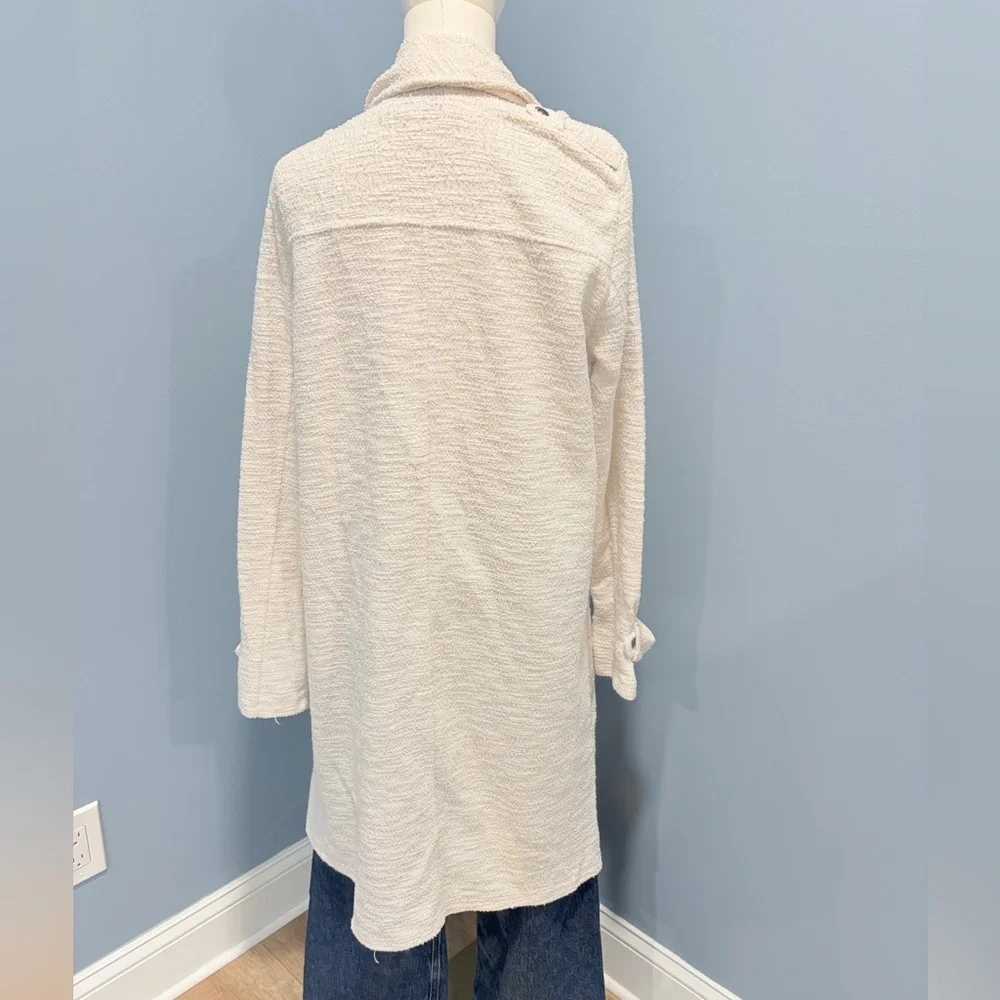 Cupcakes and Cashmere Ivory Textured Coat Women’s Large Open Front Long Jacket - Picture 4 of 7